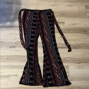 Xhilaration Red and Black Patterned Flare Pants